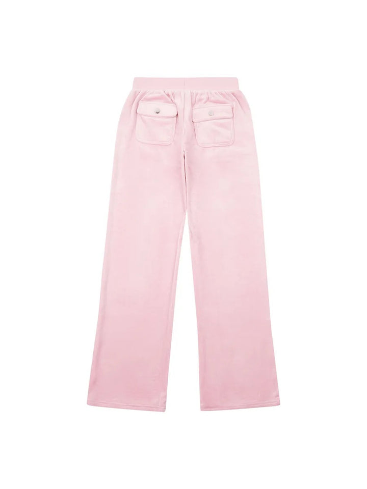 VELOUR PATCH POCKET WIDE LEG  Pink Nectar