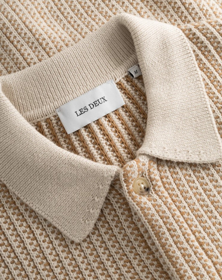 Easton Knitted SS Shirt  Camel/Ivory