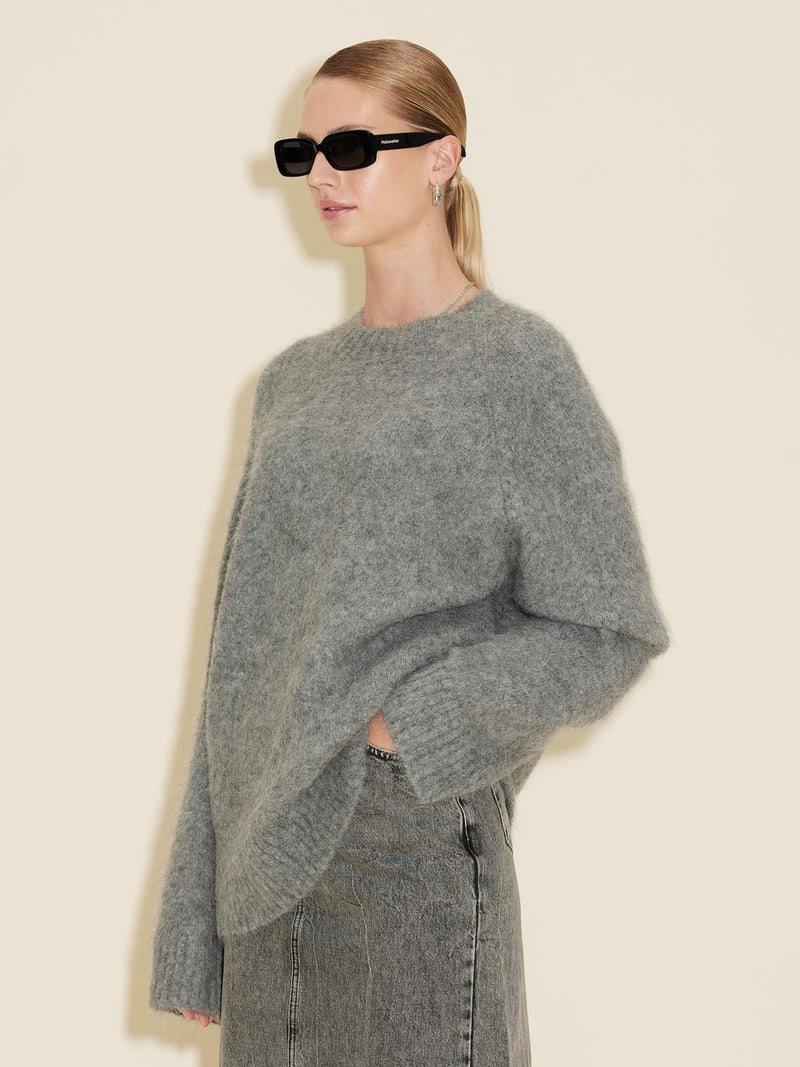 Fure Fluffy Knit Sweater  Dk. Grey