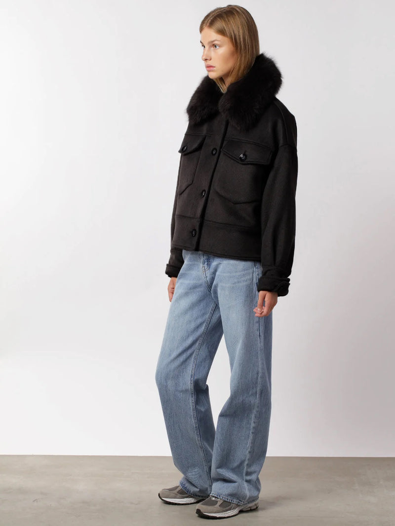CHARLIE JACKET FAUX FUR  Black