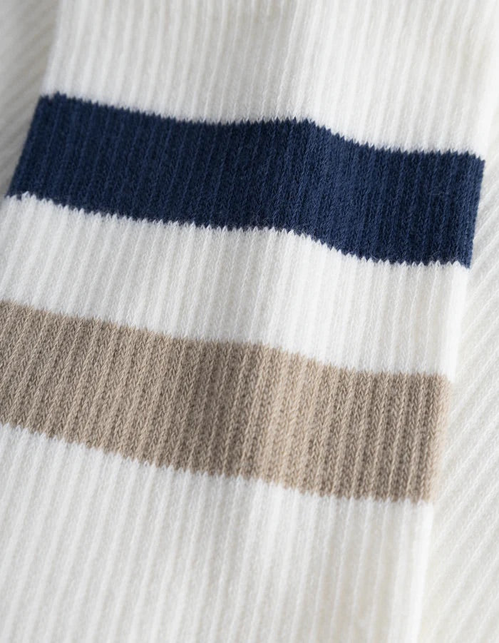 Woods Rib Stripe Socks - 2-Pack  Off White/Midnight Blue
