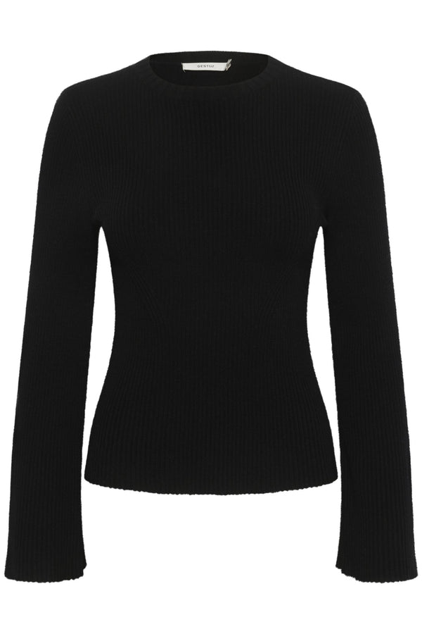 ANTALIGZ PEPLUM WOOL PULLOVER  Black