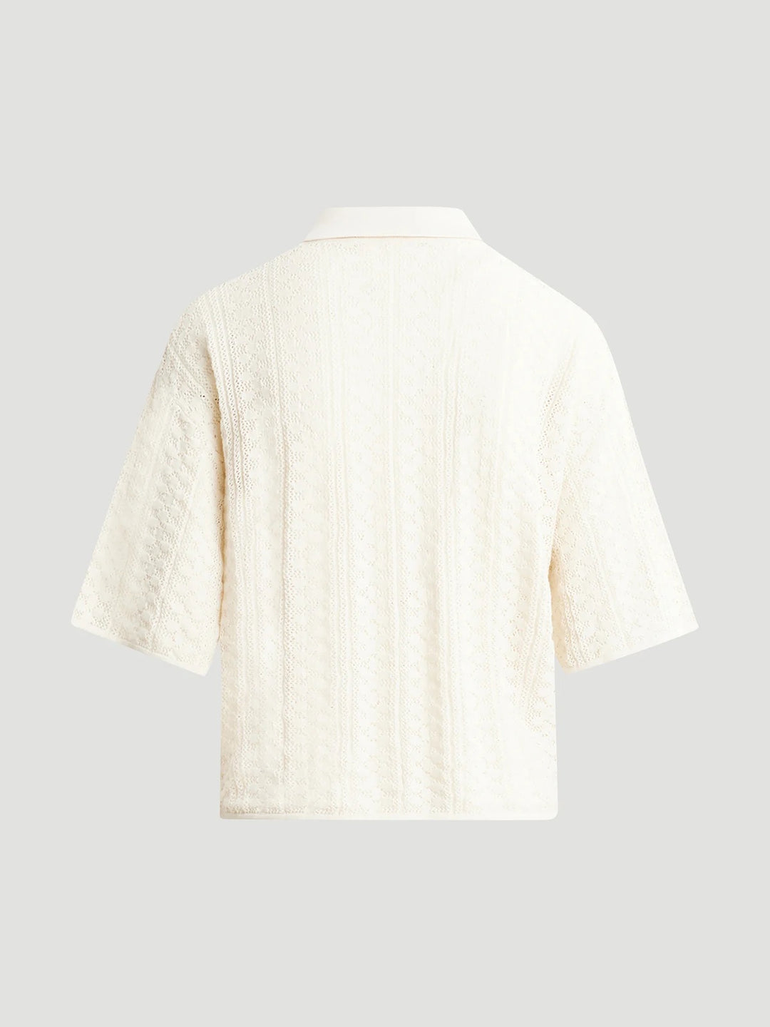 Loch Crochet Knit Shirt  White