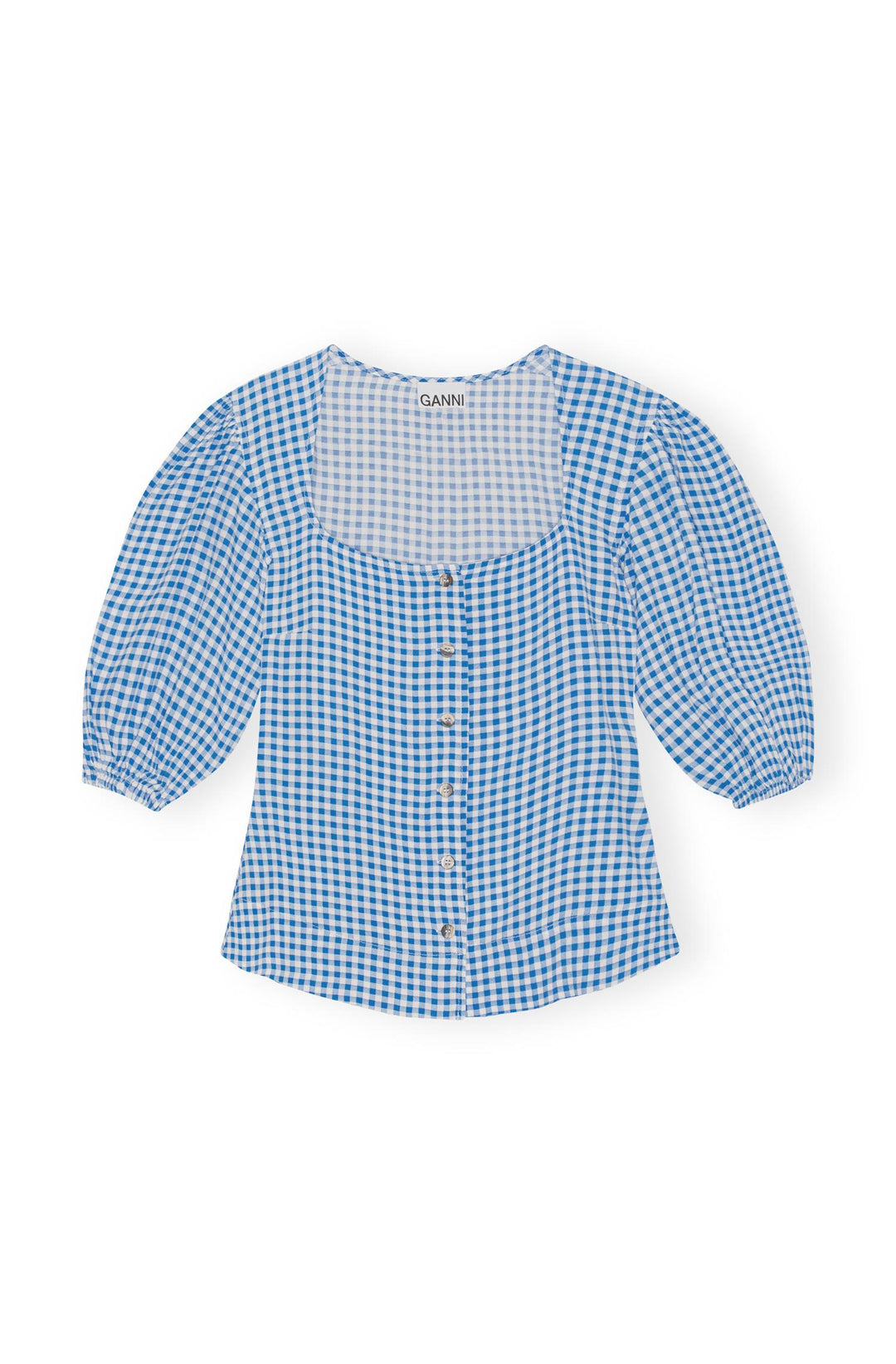 PRINTED CREPE BUTTON DOWN BLOUSE  Strong Blue