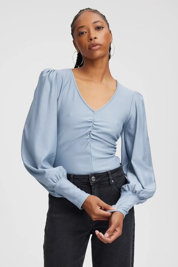 RifaGZ v-neck blouse  Grey Blue