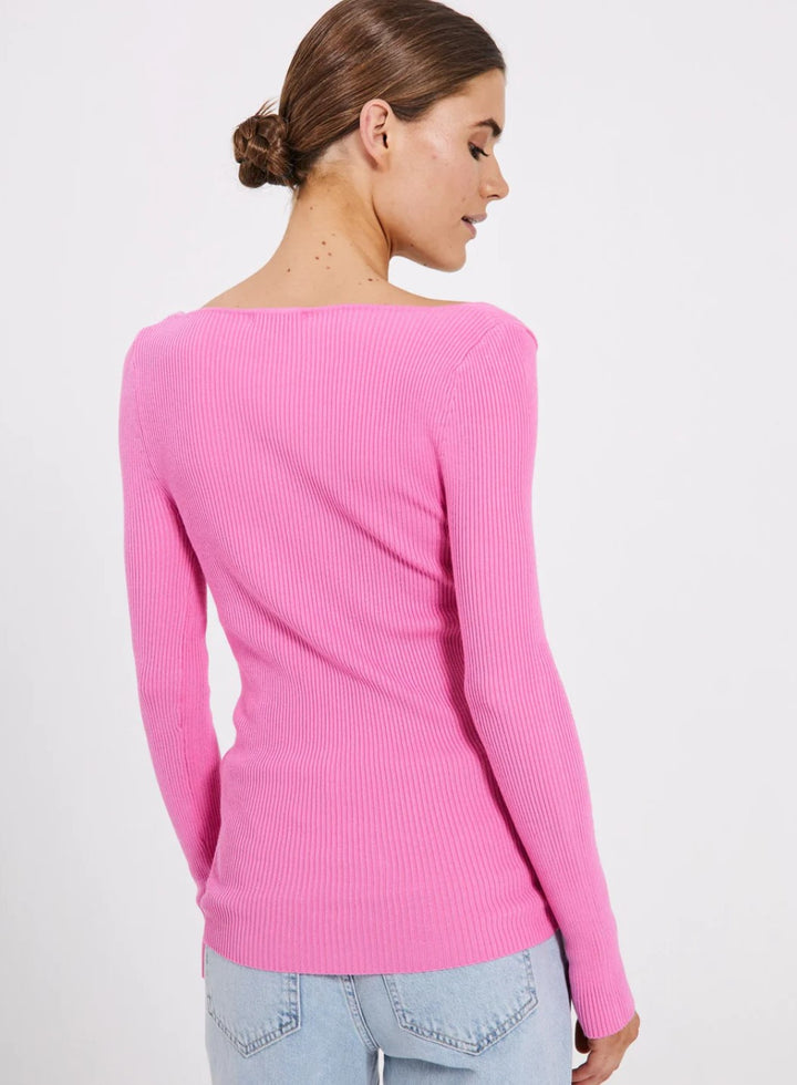 Sherry heart knit top  Bright Pink