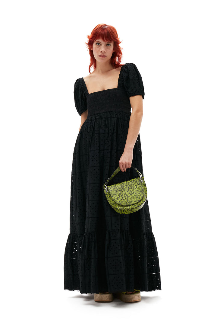 BRODERIE ANGLAISE MAXI DRESS  Black