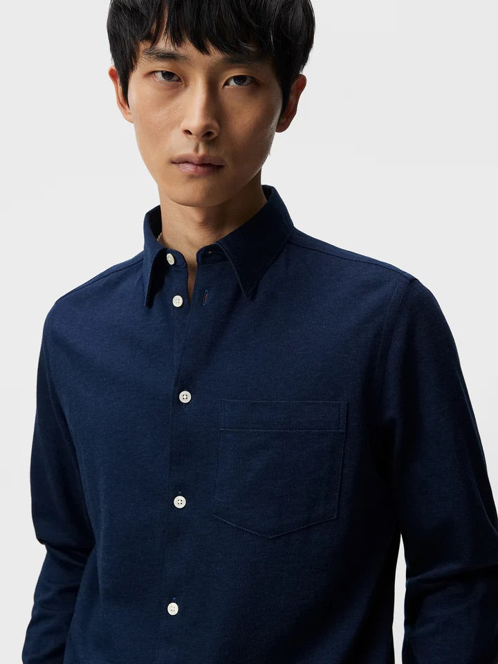 JERSEY STRIPE SLIM SHIRT  Jl Navy
