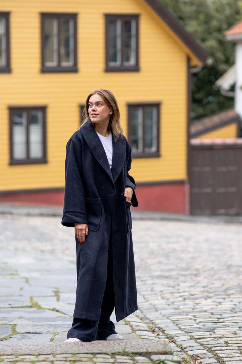 Amber Long Coat  Vulcan Blue