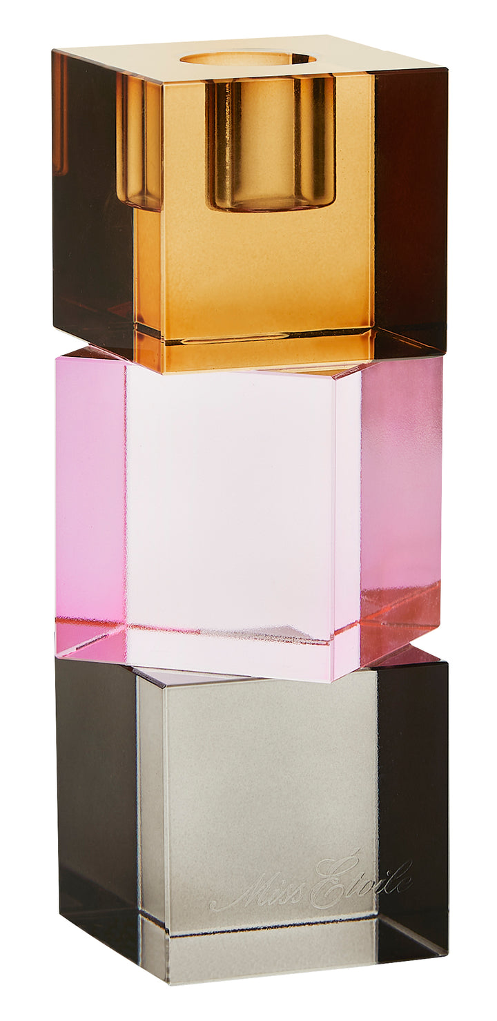 CUBE CANDLE HOLDER 3 CUBES  Grey/Rose/Brown