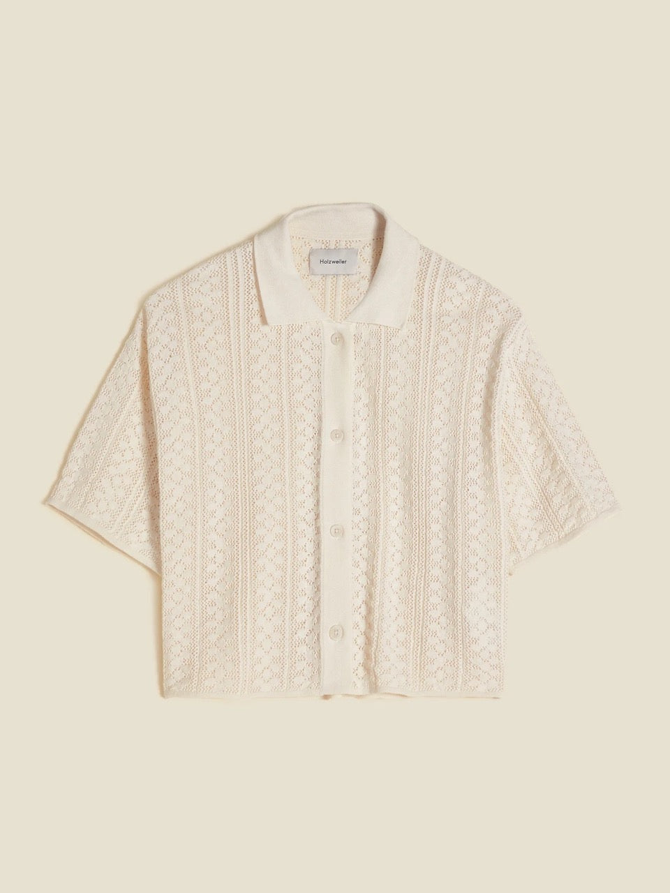 Loch Crochet Knit Shirt  White