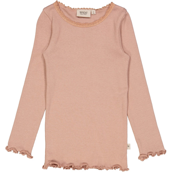 RIB T-SHIRT LACE LS  Rose Dawn