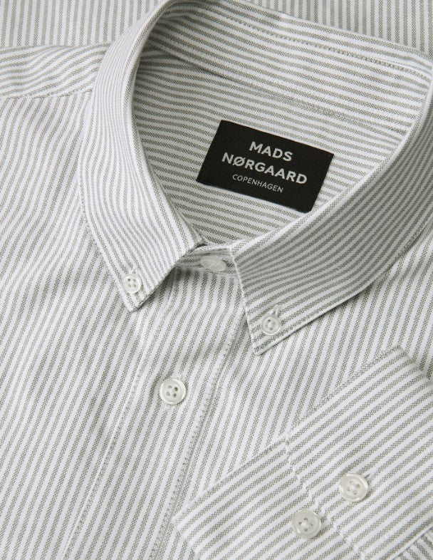 Cotton Oxford Sune Stripe Shirt BD  Jadeite/White