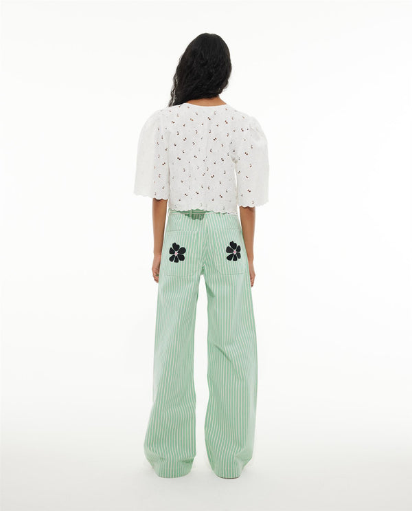 BRODERIE-ANGLAISE FLORAL TOP  Off-White