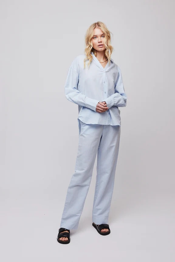 Spring Boyfriend Shirt  Dusty Blue
