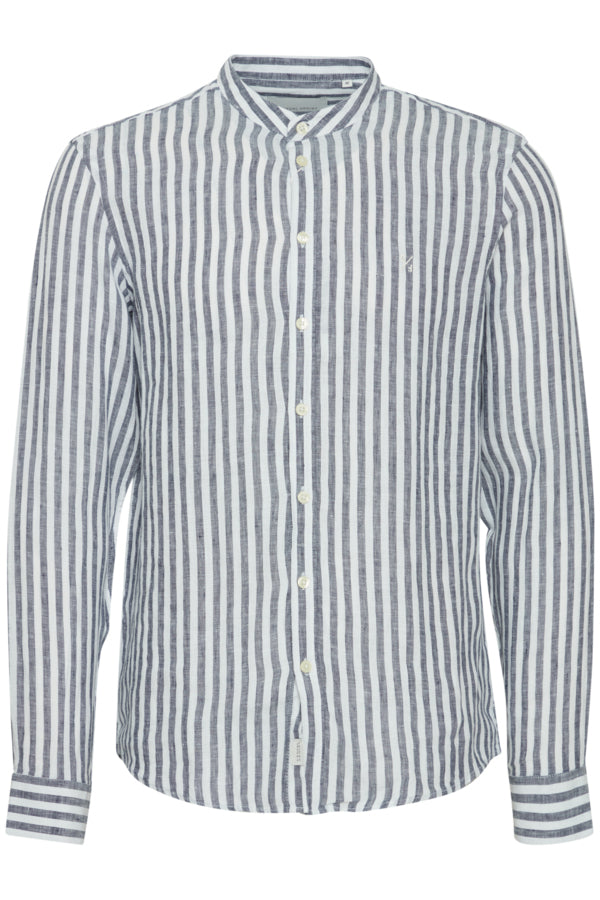 ANTON LS CC linen striped shirt  Navy Blazer