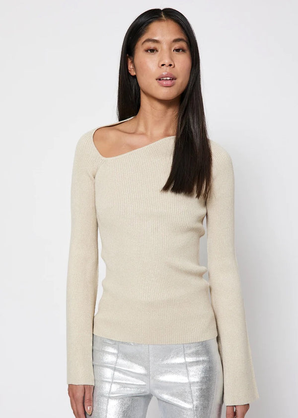 Sherry WS metallic knit top  Light Beige W. Lurex