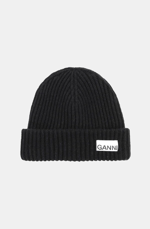 STRUCTURED RIB BEANIE  Black
