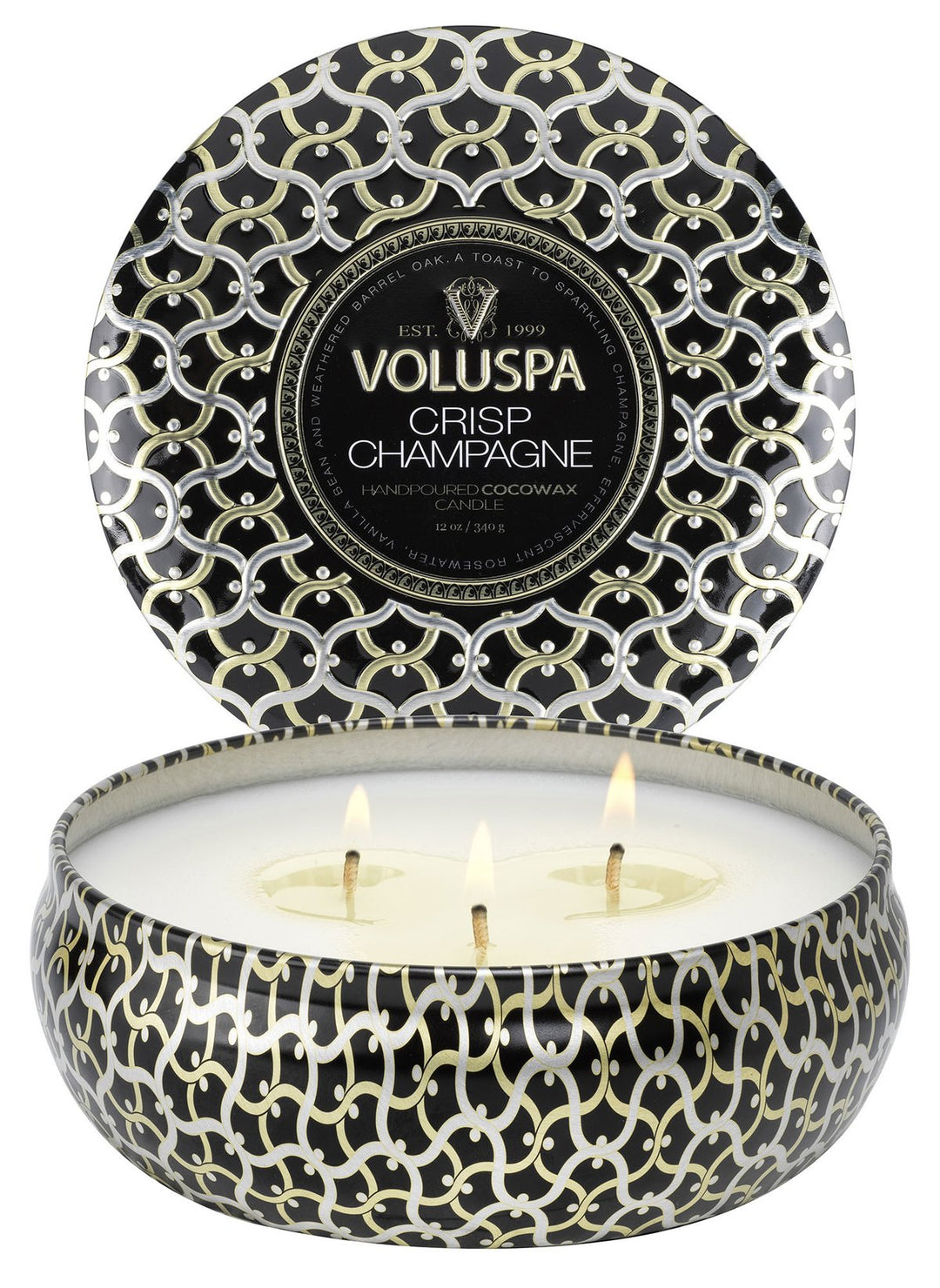 3-WICK TIN CANDLE 40 T  Crisp Champagne