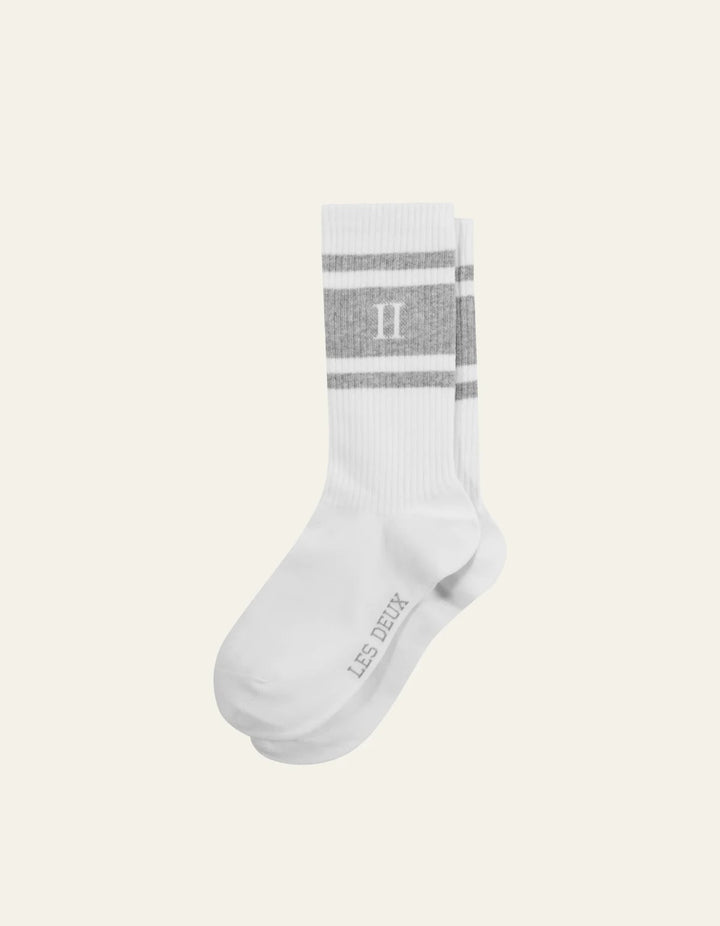 William Stripe 2-Pack Socks  White/Light Grey Melange