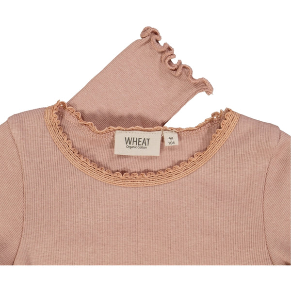 RIB T-SHIRT LACE LS  Rose Dawn