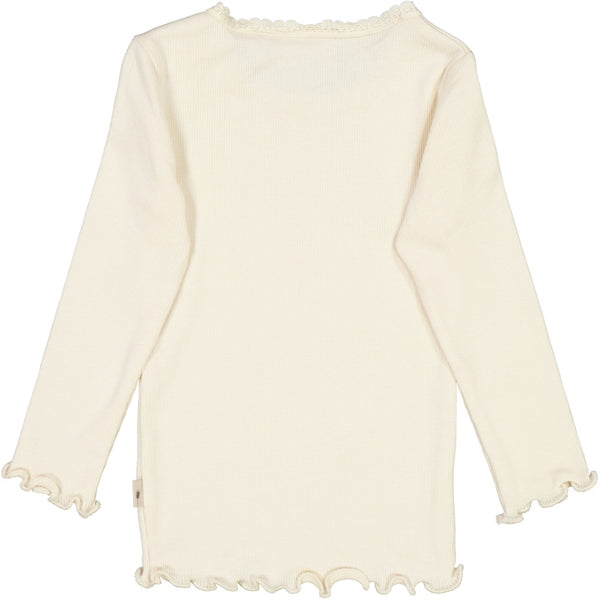 RIB T-SHIRT LACE LS  Eggshell