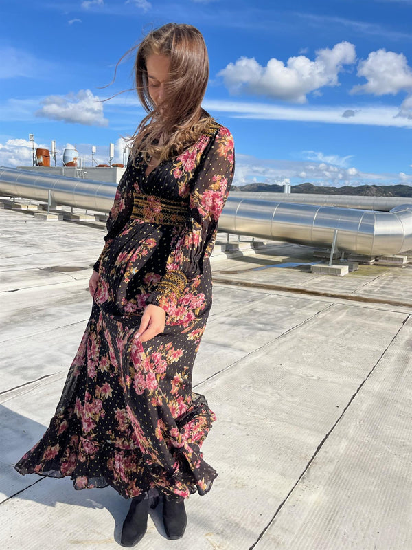 GOLDEN GEORGETTE MAXI  Autumn Bouquet