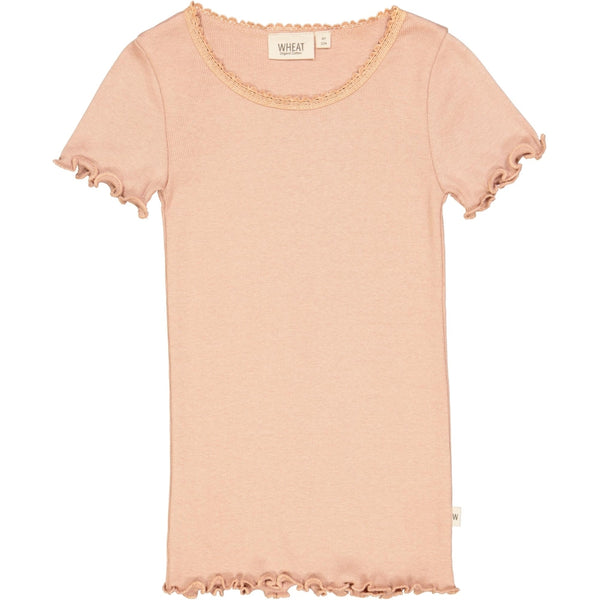 RIB T-SHIRT LACE SS  Rose Dawn