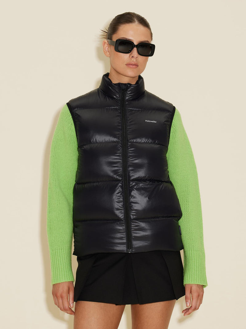 SHINY DIFF DOWN VEST  Black