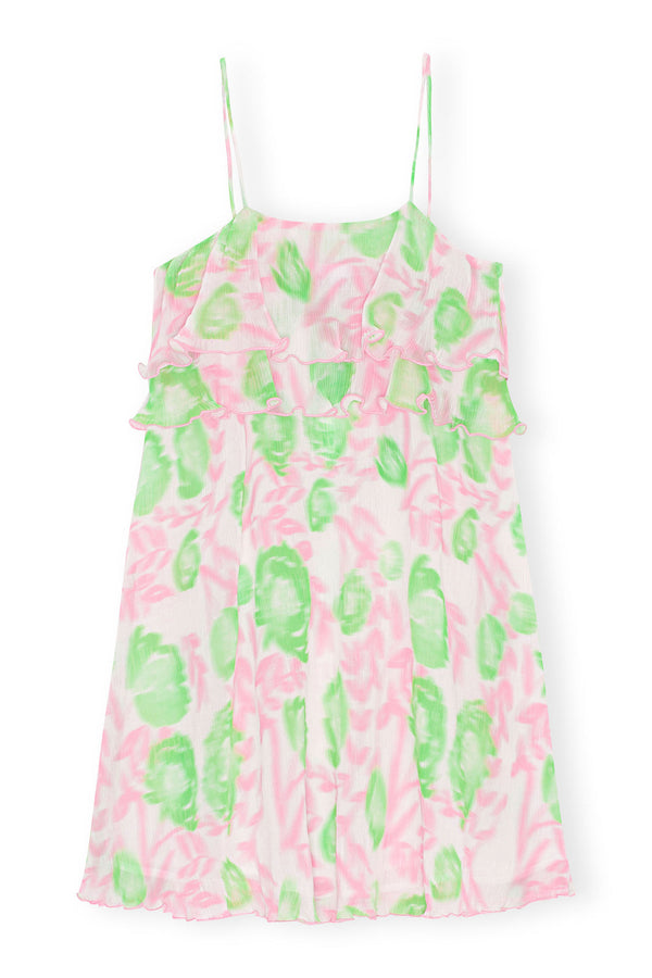 PLEATED GEORGETTE STRAP MINI DRESS  Pink Tulle 545