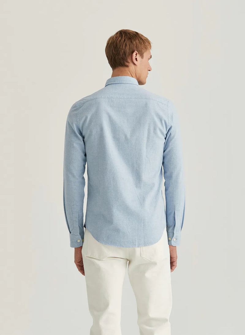 Watts Flannel Shirt - Slim Fit  Light Blue