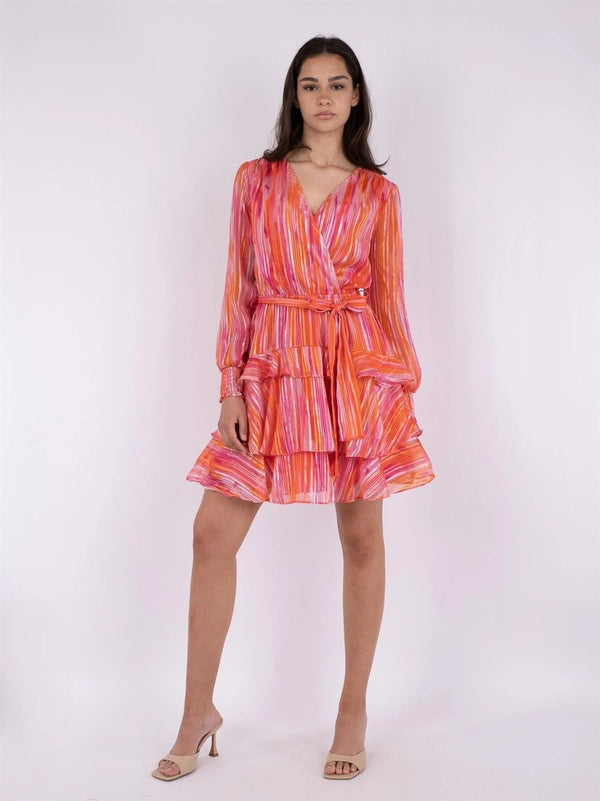 Dennie Blurred Stripe Dress  Orange