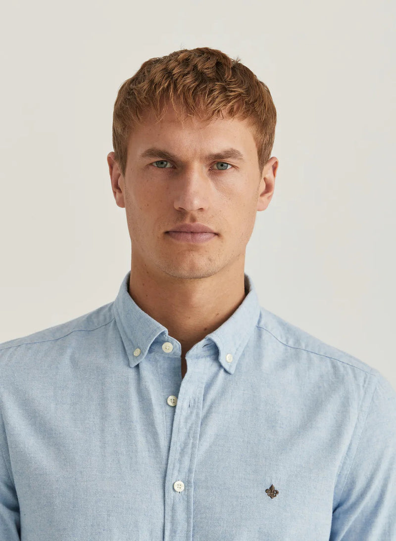 Watts Flannel Shirt - Slim Fit  Light Blue