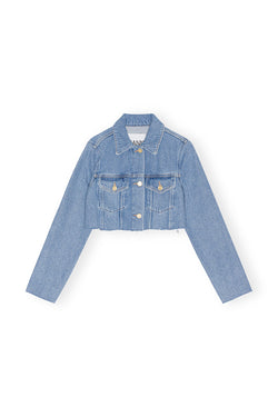 Heavy Denim Cropped Trucker Jacket  Light Blue Stone