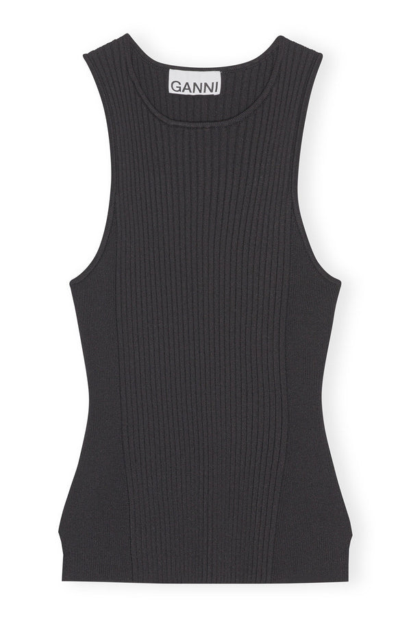 MELANGE SLEEVELESS TOP  Svart
